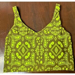 OFFLINE by AERIE Sports Bra Large Yellow Bandana Recharge Light Support Racerbak